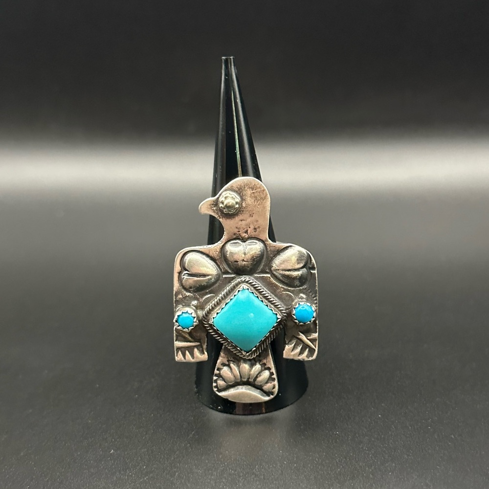 Sterling silver Thunderbird ring Navajo Richard Yazza Native American jewelry - Picture 7 of 9